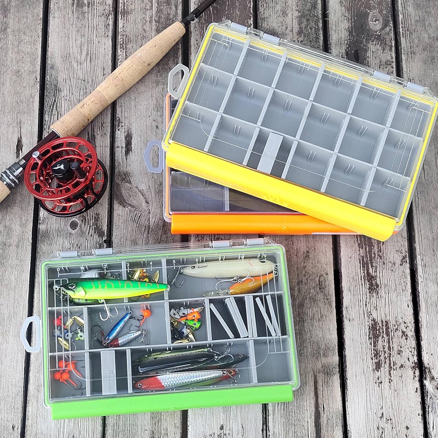 Aventik Fishing Tackle Box Waterproof Organizer with Removable Dividers Study Lure Storage Box and Terminal Tackle Storage 3600/3700 Tackle Trays (Green, 3600-10.75x7.13x1.8inch) - Image 7