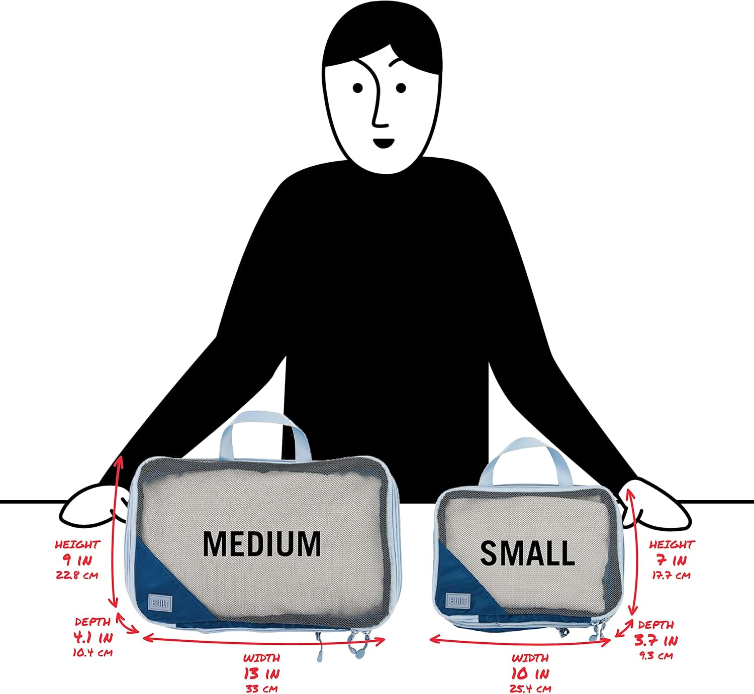 BUILT Compression Cube 2 Piece Set, Expandable Packing Set, Luggage and Travel Organizers, Gray Quiet Shade - Image 3