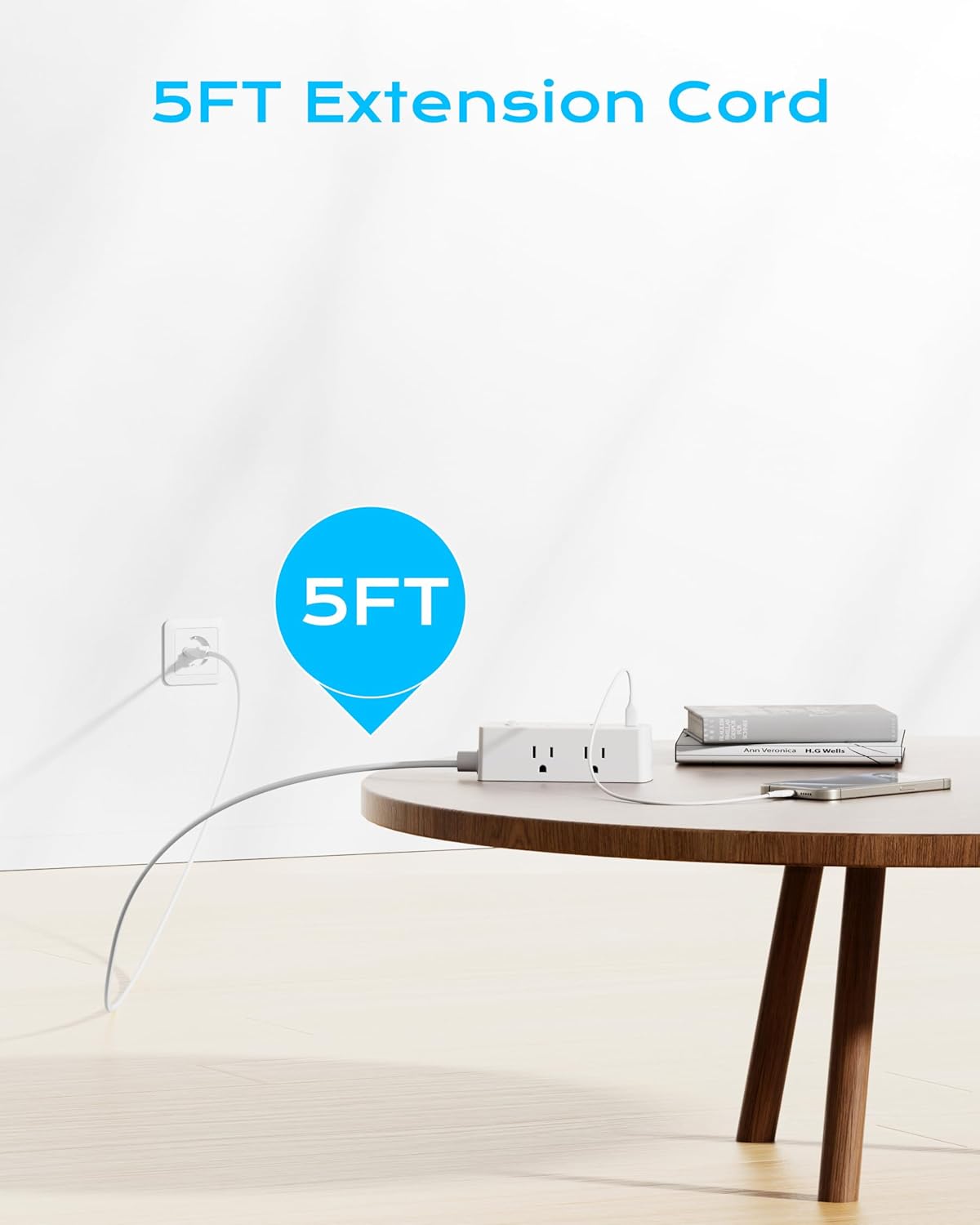 European Travel Plug Adapter, Olcorife Power Strip with EU UK US Plug Adapter, 6 Outlets 3 USB Ports with 5ft Extension Cord, International Power Adapter for US to Europe UK - Image 4