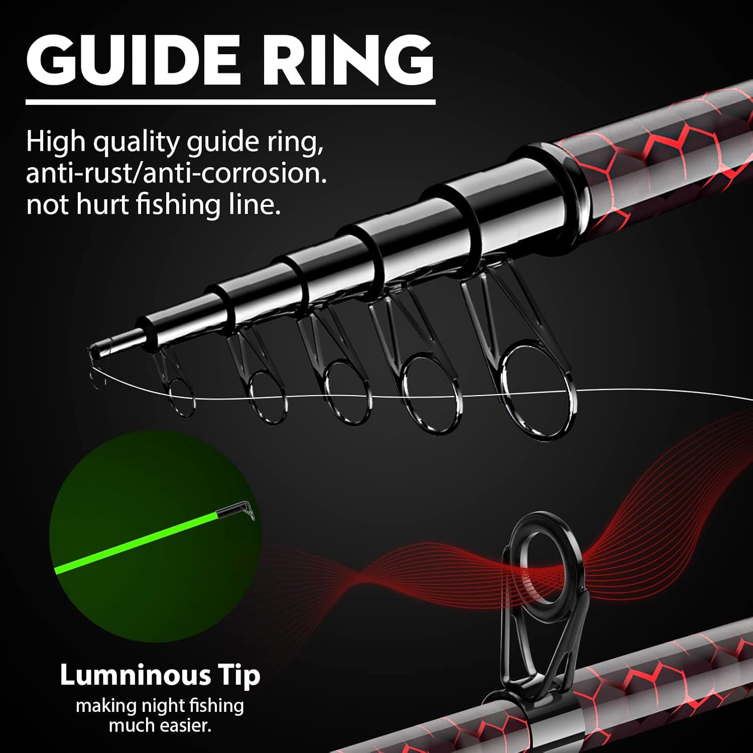 Fishing Rod and Reel Combos, Unique Design with X-Warping Painting, Carbon Fiber Telescopic Fishing Rod with Reel Combo Kit with Tackle Box, Best Gift for Fishing Beginner and Angler - Image 5