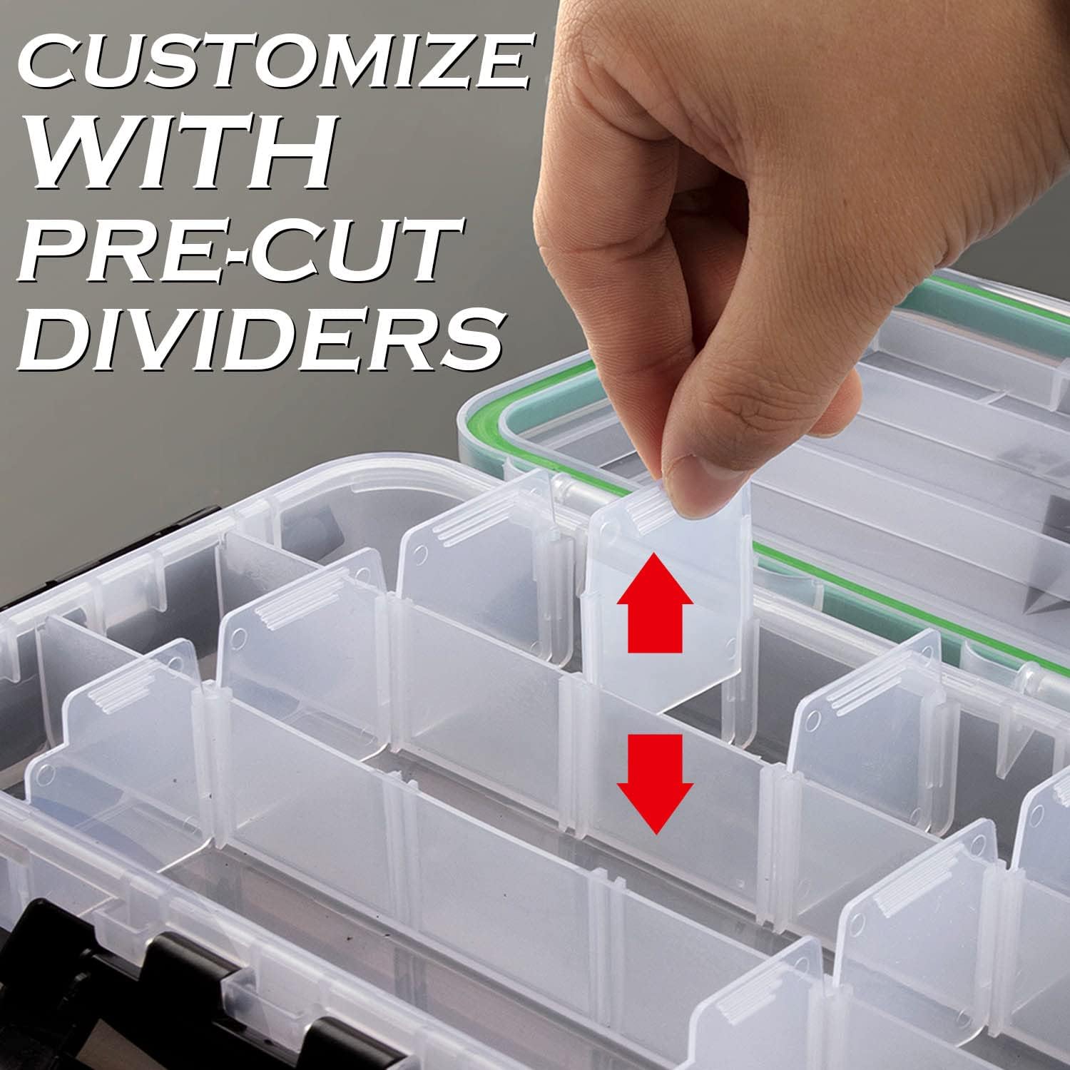 Ghosthorn Fishing Tackle Box, Waterproof 3600 and 3700 Tackle Trays, Plastic Tackle Box Organizer with Removable Dividers Storage Lure Box for Lures 1 and 4 Pack - Image 3