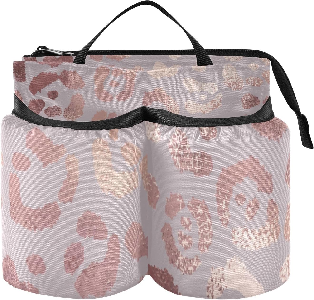 Luggage Travel Cup Holder Rose Gold Leopard Skin Drink Holder Bag Hands Free Travel Accessories