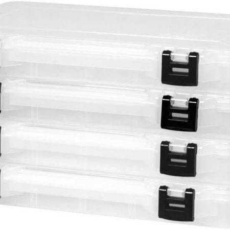 Plano ProLatch 3700 StowAway 4-Pack, Clear and Black, ProLatch Locking System, Transparent Design to Quickly Identify Contents, Fits 3700 Series Tackle Bags